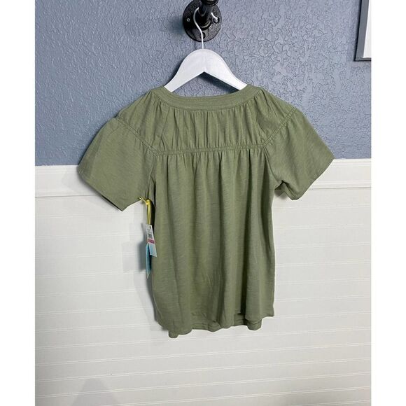 Cece Olive Green Square Scoop Neck Short Sleeve Blouse Women's size XXS NWT - Picture 3 of 6